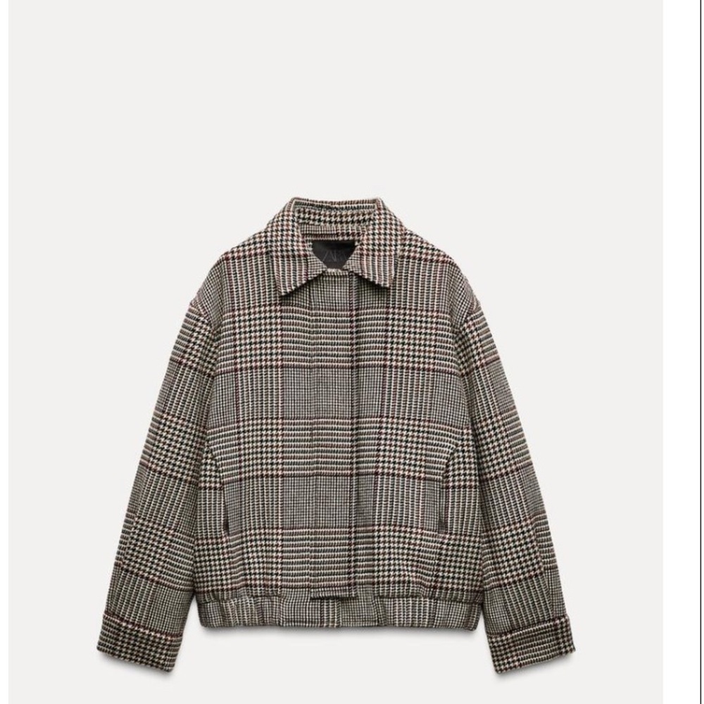 Checked Wool Blend Bomber Jacket